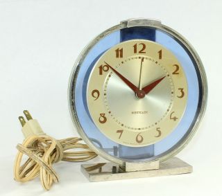 Westclox Andover Electric Blue Art Deco Alarm S2 - L A2 Clock - Sp766