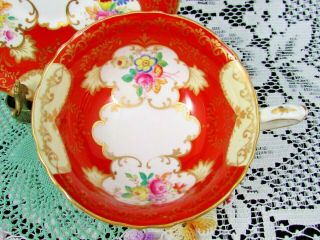 HAMMERSLEY HP FLORAL ORNATE GOLD GILT BRIGHT ORANGE TEA CUP AND SAUCER 4