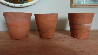 3 X Old Victorian Vintage Terracotta Plant Pots Garden Small Seedling Pots