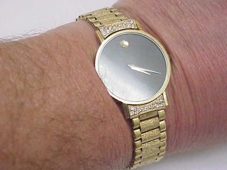 Unisex Unique Vintage Movado 14k Gold Bracelet & Case Diamond Watch