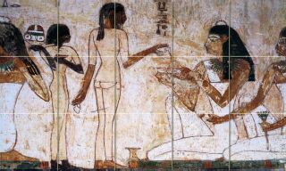 Egyptian Art Ancient Banquet Scene Ceramic Mural Backsplash Bath Tile 93