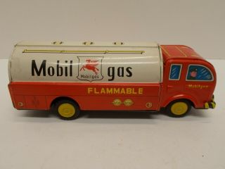 Vintage Japan Pressed - Tin Friction - Motor Lithograph Mobil Gas Tanker Truck