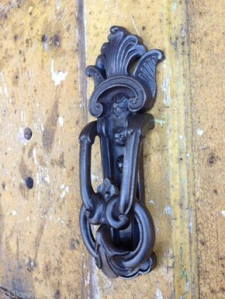 Antique Victorian Kenrick Style Heavy Cast Iron Door Knocker - Black 2
