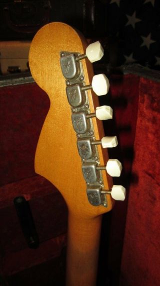 Vintage 1966 Fender Mustang Electric Guitar White w/ Case Slab Board 3