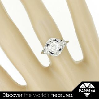 Antique Art Deco Platinum Diamond & Sapphire Bridal Ring 1.  24ctw EGL Size 6 2