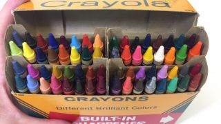 Vintage Box Of 64 Crayola Crayons With Built - In Sharpener