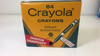 Vintage Box of 64 Crayola Crayons with Built - in sharpener 2