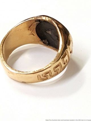 Antique Ancient Greek Coin Key Design 14k Gold Ring Size 8 5
