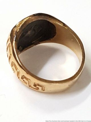 Antique Ancient Greek Coin Key Design 14k Gold Ring Size 8 6