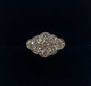 Antique Diamond Cluster Ring 0.  50 Carat 18ct And Platinum - Size L 1/2 (us 6)