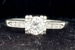 Platinum Vintage Antique Engagement Ring Old Mine Cut Natural Diamond 0.  65ct