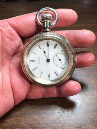 Antique 1889 Waltham 18s 7j Open Face Pocket Watch Model 1883 Sidewinder