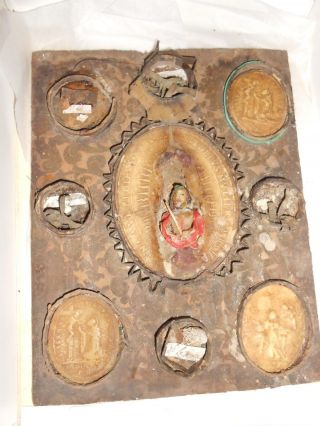 Ancient And Rare Reliquary With 5 Relics And 3 Agnus Dei 18 Th.