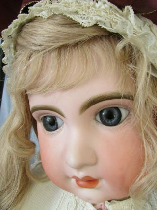Antique French Jumeau Doll34 " Body Marked - Head Gd - H.  H.  Wig - Ant Clothes - P.  Eyes