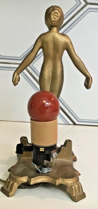 Frankart NUART Antique Nude Girl Figural 1920 ' s Art Deco Gold lamp 3