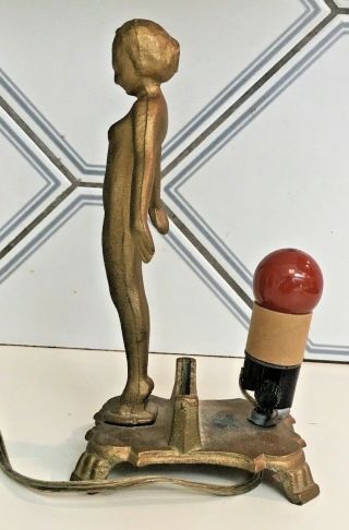 Frankart NUART Antique Nude Girl Figural 1920 ' s Art Deco Gold lamp 4