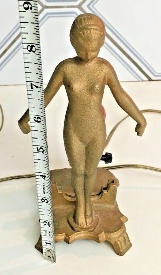 Frankart NUART Antique Nude Girl Figural 1920 ' s Art Deco Gold lamp 5