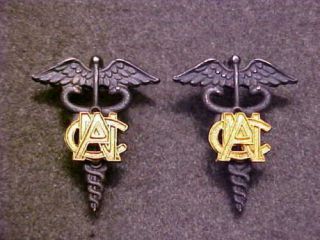 Matching 1902 - 1920 Bronze Ww1 Anc Army Nurse Corps Collar Insignia