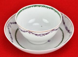 Chinese Export 18/19th Century Tea / Rice Cup And Saucer.  (bi Mk/180720)