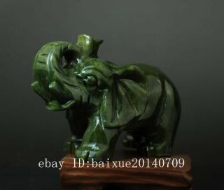 CHINA OLD HAND - MADE SOUTH NATURAL JADE WATER ABSORPTION ELEPHANT STATUE 01 B02 2