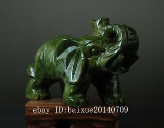 CHINA OLD HAND - MADE SOUTH NATURAL JADE WATER ABSORPTION ELEPHANT STATUE 01 B02 5
