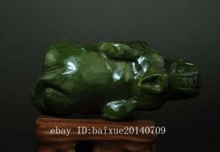 CHINA OLD HAND - MADE SOUTH NATURAL JADE WATER ABSORPTION ELEPHANT STATUE 01 B02 7