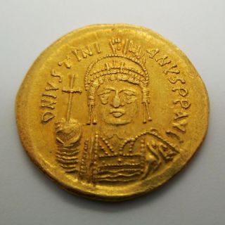527 - 565 AD Byzantine Empire JUSTINIAN I Gold Coin AV SOLIDUS Ancient SEAR 139 2