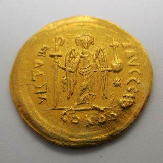 527 - 565 AD Byzantine Empire JUSTINIAN I Gold Coin AV SOLIDUS Ancient SEAR 139 4