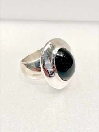 Burle Marx Sterling Silver And Cabochon Onyx Ring 17.  61gr