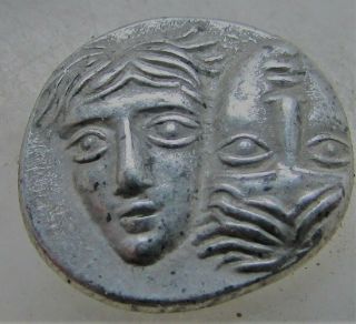 Ancient Greek Silver Coin Ar Obol Istros Twins & Eagle