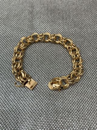 HEAVY 14k Solid Gold Estate Charm Bracelet 43.  7g 2