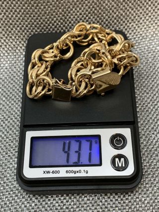 HEAVY 14k Solid Gold Estate Charm Bracelet 43.  7g 6