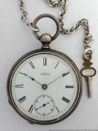 Antique 18s Ps Bartlett Waltham Sterling Silver Open Face 15j Pocket Watch 2 Fix