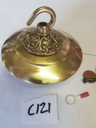 1 Of 2 Large 104mm Ceiling Rose Chandelier Hook French Brass Vintage Old C1930