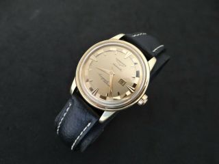 Vintage Rare Longines Conquest Calendar Deluxe 18k Solid Yellow Gold Case & Dial