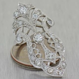 1920 ' s Antique Art Deco 14K White Gold Filigree 2ctw Diamond Ring 7