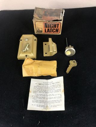 Vintage Taylor Lock Co No.  800cg Night Latch,  Pin Tumbler,  W/box,  Made In Usa
