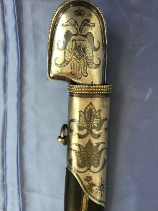 Antique Russian Caucasian Silver Sword Kinjal Kindjal Shamshir Shashka