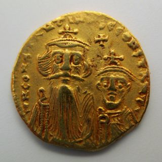 641 - 668 Byzantine Constans Ii Pogonatus Constantine Iv Gold Coin Solidus Ancient