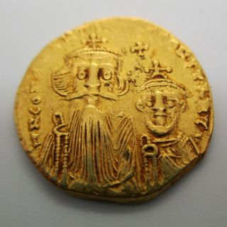 641 - 668 Byzantine CONSTANS II Pogonatus CONSTANTINE IV Gold Coin SOLIDUS Ancient 2