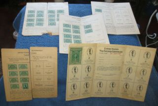 World War I U.  S.  Government Thrift Cards And War Savings Certificate 5 Total
