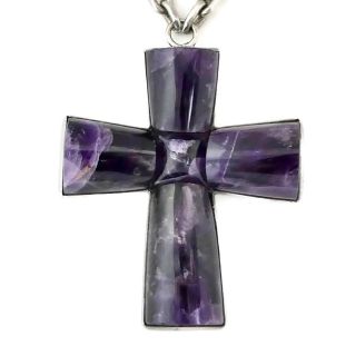 1940’s William Spratling Amethyst Cross Taxco Mexican Sterling Silver Necklace