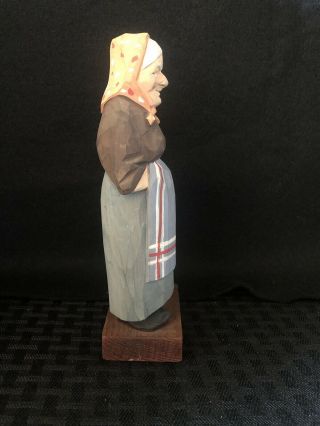 LOREN LARSSON Swedish Wood Hand Carved Figure Woman with Apron - EX Cond. 2