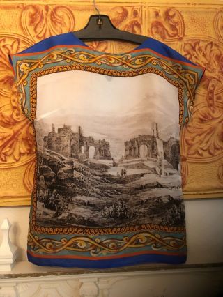 Nwot Dolce Gabbana Rare Silk Ancient Ruins Print Blouse Top Size 40