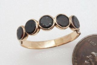 Antique Georgian English 9k Gold Garnet 5 Stone ½ Hoop Ring C1820