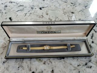 Vintage Omega Womens 14k Gold Watch With Box