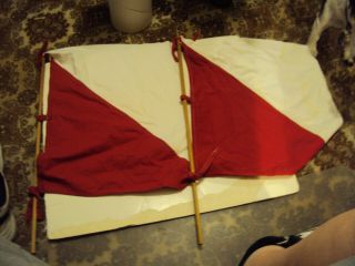 Antique Ww - 1 Us Army Signal Corp 2 Flag Kit Canvas Carry Case.