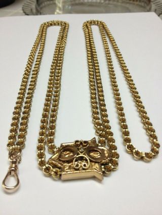 Ladies Antique Victorian Ornate 10k Gold Seed Pearl Chain Slide 10k Gold Chain