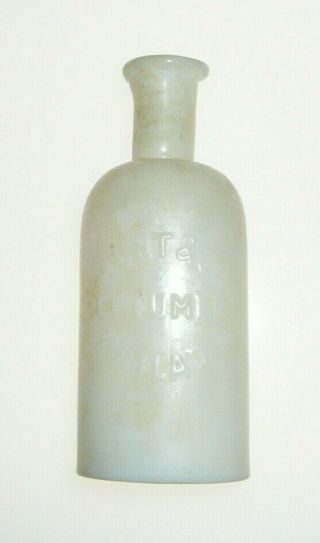 Gorgeous Milk Glass Hunt & Co Perfumers Philadelphia Bottle C.  1860