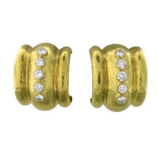 Elizabeth Locke 19k Gold Diamond Amalfi Hoop Earrings